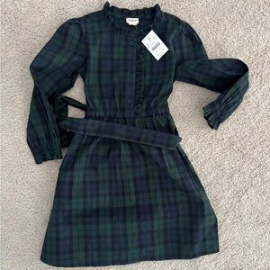 Crewcuts Girl Plaid Green and Blue Kids Dress Size 6 NWT